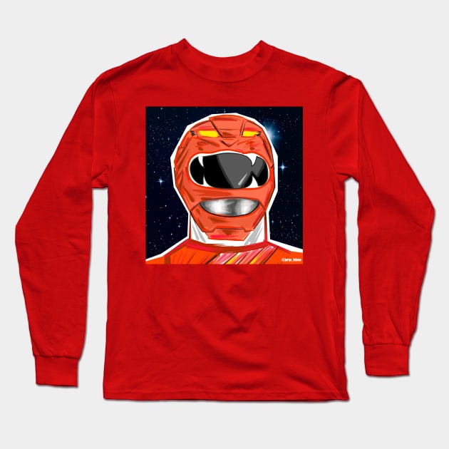 red power ranger Long Sleeve T-Shirt by jorge_lebeau